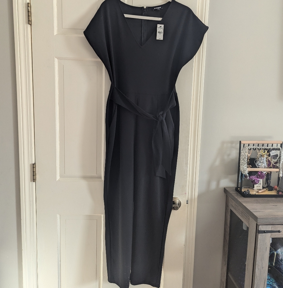Express Jumpsuit V-neck Tie-Waist NWT - Picture 3 of 10